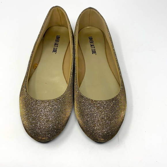 Lower East Side Glitter Gold Ballet Flats 9 1/2